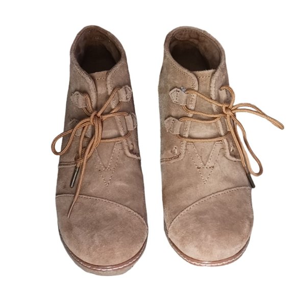 Toms women tan suede wedge ankle boots Size 7.5 - Picture 5 of 10